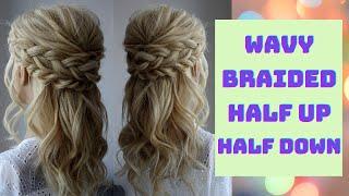 Wavy braided half up half down hairstyle