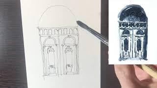 Как рисовать архитектурные скетчи перьевой ручкой