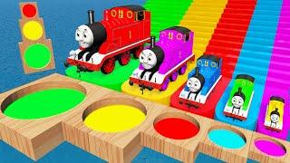 Big & Small Thomas Train vs Stairs Color vs Portal Trap - Trains vs Traffic Lights  BeamNG.Drive #7