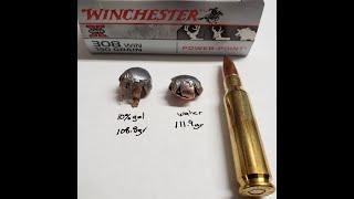 Part 1 150gr Winchester Power Point 10% gel vs water in jugs testing