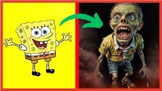 All Characters SpongeBob as Zombie