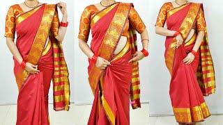 Beautiful silk saree draping tutorial for beginners  Perfect silk saree draping  New saree drape