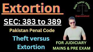 Extortion in PPC explained with illustrations  Section 383 to 389 of PPC explained with examples