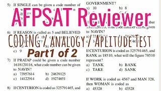 AFPSAT Reviewer  CODE number Aptitude Test Analogy part1 of 2