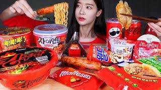 빨간맛  편의점 빨간색 음식 먹방 ASMR MUKBANG  Convenience Store Food ️ Red CVS FOOD ️  Eating Show