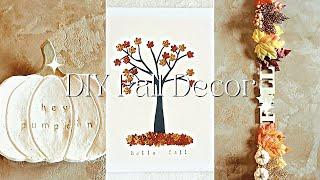 Air Dry Clay Pumpkin Trinket Dish Fall Tree Painting & Fall Garland  DIY Fall Decor