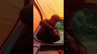 SOLO CAMPING IN HEAVY RAIN  #shorts #solocampinginheavyrain #camping # #solocampinginrainstorm