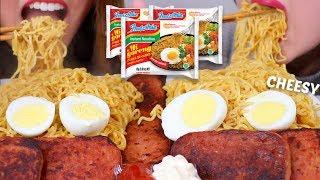 ASMR CHEESY INDOMIE MI GORENG NOODLES + SPAM 라면  리얼사운드 먹방  Kim&Liz ASMR