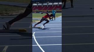 Kenny Bednareks Unique and Quick Block Starts on the Curve before 4x100m at the 2024 World Relays