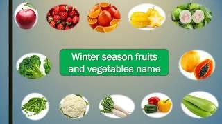 Winter season fruits and vegetables name for kids.