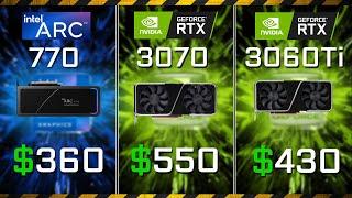 Intel ARC A770 vs RTX 3070 vs RTX 3060 Ti