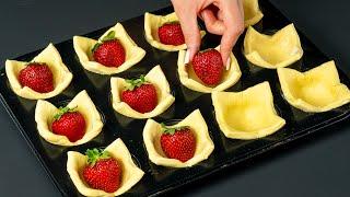 Dessert in 5 minutes Just puff pastry and strawberries