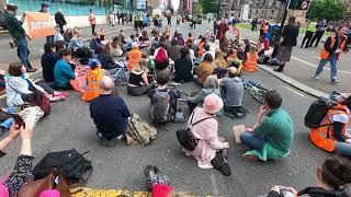 Just Stop Oil Climate Protestors Brings Traffic on George Street in Glasgow City Centre to a Halt