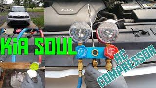 How to replace the ac compressor on a Kia Soul 2014-2019 and charge fill system freon.