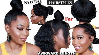 Short AWKWARD LENGTH NATURAL HAIR STYLES  Medium length  Type 4 Natural Hair UNDER 10 MINS