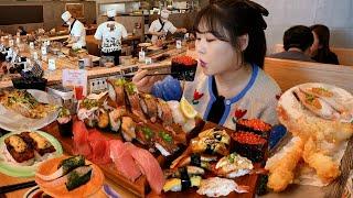 I love SushiTuna Shrimps Salon roeSea breamAll kinds of Sushi Mukbang in my favorite restaurant