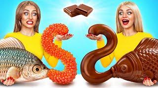 Real Food vs Chocolate Food Challenge  Funny Situations by Choco DO