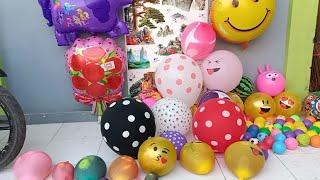 popping balloons buah garbis dlm bola emoji meletus balon air dgn roda T- Rex dlm bola kejutan