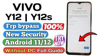 Vivo Y12 Frp Bypass Android 1112  Vivo Y12s Frp bypass  All Vivo frp bypass New Method  No PC