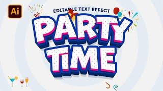 How to Create Party Style 3D Text Effect in Adobe Illustrator