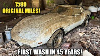 First Wash in 45 Years BARN FIND Corvette With 1599 Original Miles  Satisfying Restoration