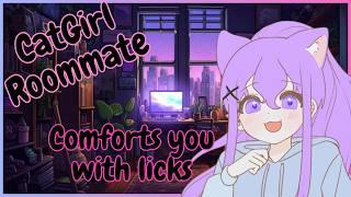 Cat Girl Roommate helps you relax with Ear Licks 3Dio ASMRRPF4AComfort