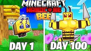 I Survived 100 DAYS as a BEE in HARDCORE Minecraft