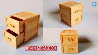 DIY WOODEN STORAGE WITH DRAWER BOX  CARA MEMBUAT LACI KECIL DARI STIK ES KRIM  ACCESORIES BOX