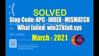 How to Fix Stop Code APC INDEX MISMATCH  Win32kfull.sys  Blue Screen Error On Windows 10  Tamil