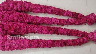 ரோஜா பூ மாலை கட்டுவது எப்படி  how to string rose flower garland  roja poo malai  attur garland