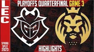 G2 vs MAD Highlights Game 3  LEC Quarterfinal Playoffs Spring 2023  G2 Esports vs MAD Lions G3