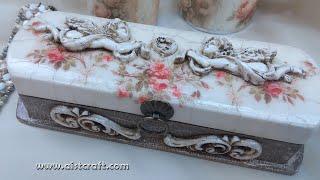 DIY Decoupage Vintage Box Crackle Paint   Air dry Clay ideas