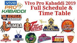 Vivo Pro Kabaddi 2019 Full Schedule And Time Table  Vivo Pro Kabaddi 2019