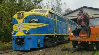 start up of Alco fpa-4  and an Alco fpa-2u locomotives. With bonus cab ride. On the NY&LE railroad