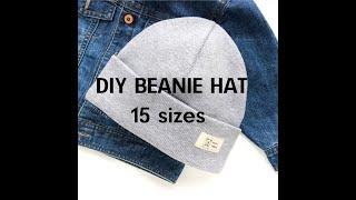 How to sew a easy beanie step by step + Free Pattern in 15 Sizes