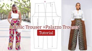 BASIC TROUSER BLOCK + How to create a PALAZZO TROUSER pattern from it DETAILED TUTORIAL