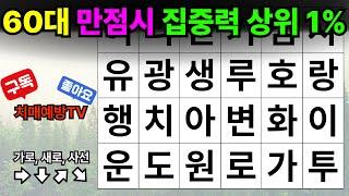 60대 만점시 집중력 상위1%  치매예방퀴즈  치매예방활동  치매테스트  숨은단어찾기  집중력향상  단어퀴즈  퀴즈