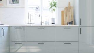 Get familiar with KALLARP high-gloss light grey-blue kitchen fronts