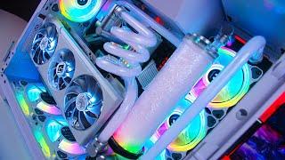 The ALL WHITE Custom Water Cooled RGB Gaming PC Build