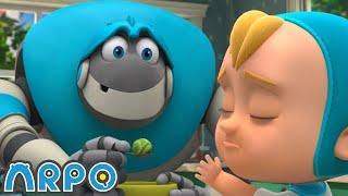 Eat Your GREENS PEAS  Baby Daniel and ARPO The Robot  Funny Cartoons for Kids