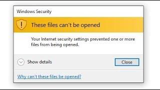Your internet security settings prevented one or more files from being openedSolved
