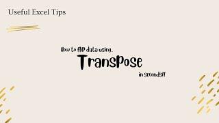1 way to flip Excel data using Transpose function. #excel #shorts