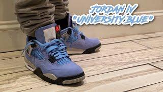 HONEST REVIEW OF THE JORDAN IV UNIVERSITY BLUE JORDAN 4 UNIVERSITY BLUE REVIEW & ON FOOT IN 4K