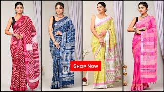 Soft Linen Cotton Sarees  Latest Linen Sarees Collection #shopnow