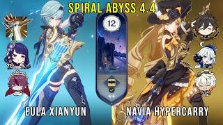 C1 Eula Xianyun and C0 Navia Hypercarry - Genshin Impact Abyss 4.4 - Floor 12 9 Stars