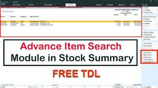FREE TDL  Advance Item Search Module in Stock Summary