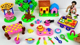 DIY How to make polymer clay miniature house kitchen set water wells Doll Tree House  Dolliyon