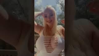 Burping girl in withe bikini