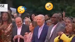 Joe Biden awkwardly stand still during juneteenth event Lost and confused