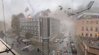 Bulgaria now Wind blows people and buildings storm in Pleven everyone is shocked